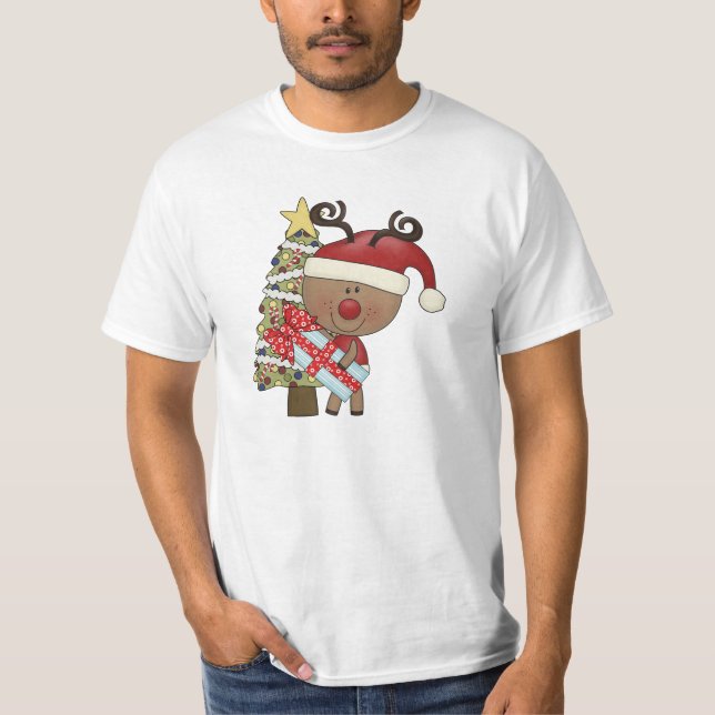 Camiseta Árvore do feriado da rena de Rudy (Frente)