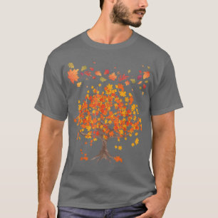 Camiseta Árvore do outono deixa floresta natural outono65