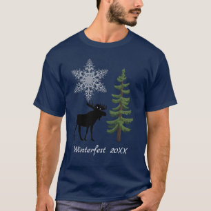 Camiseta Árvore do pinheiro de alce de inverno, Fenda de al