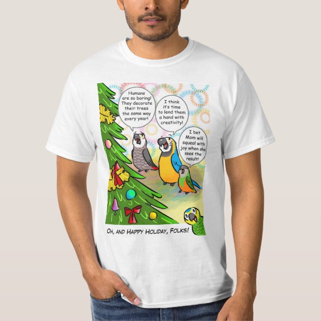 Camiseta Árvore dos papagaios e de Natal (Frente)