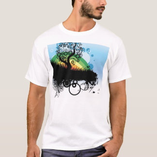 Camiseta árvore e arco-íris