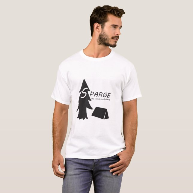 Camiseta Árvore e barraca Sparge. (Frente Completa)