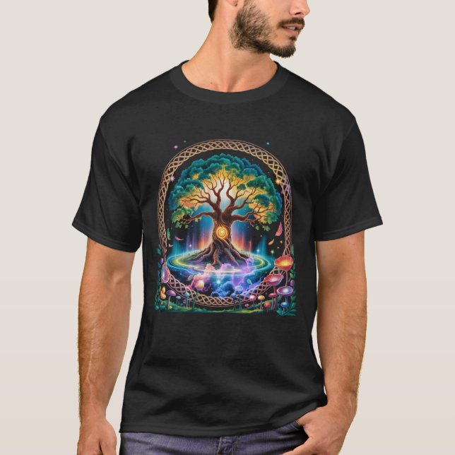 Camiseta Árvore Encantada Viking Midgard Thor Walhall (Frente)