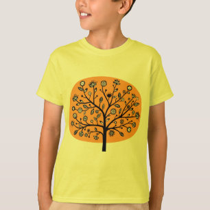 Camiseta Árvore estilizado da flor - luz - laranja