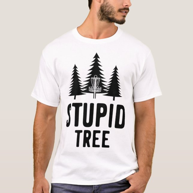Camiseta Árvore Estúpida Presente de Golfe de Disco Engraça (Frente)