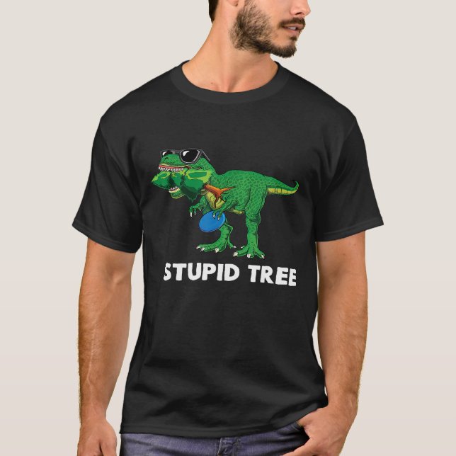 Camiseta Árvore Estúpida  T Rex Disco Dino Frsibees Golfe d (Frente)