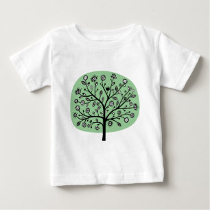 Camiseta Árvore Flor Estilizada - Verde Esmaecido