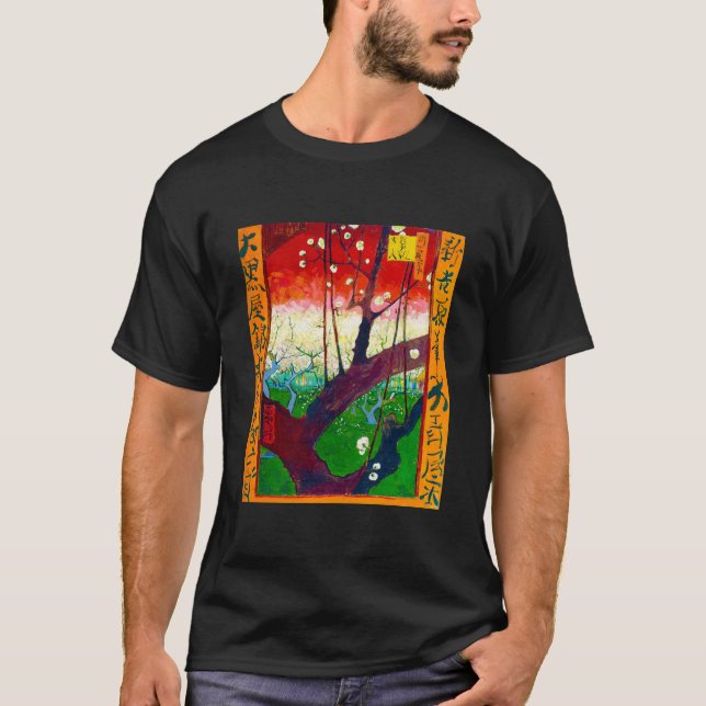 Camiseta Árvore florescente de ameixa (após Hiroshige), Van (Frente)
