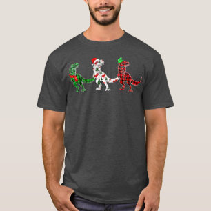 Camiseta Árvore Funny Dinosaur Xmas Luz Vermelha Xadrez T R