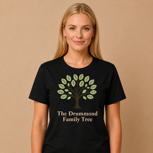 Camiseta Árvore Genealógica Com Anos de Nascimento (Criador carregado)