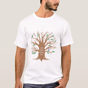 Camiseta Árvore genealógica com folhas e aves