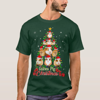 Camiseta Árvore Guiné Porco Natal Teto Guiné Porco Pijamas