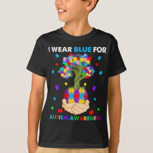 Camiseta Árvore I Veste Azul Para Consciência Autismo Coraç