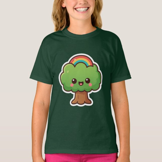 Camiseta Árvore Kawaii Amigável (Frente)