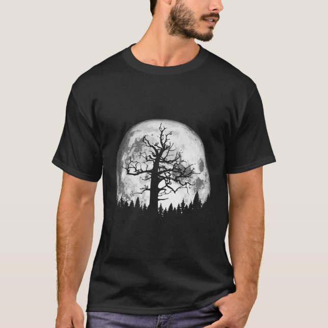 Camiseta Árvore Mínima de Lua Completa e Crepável (Frente)