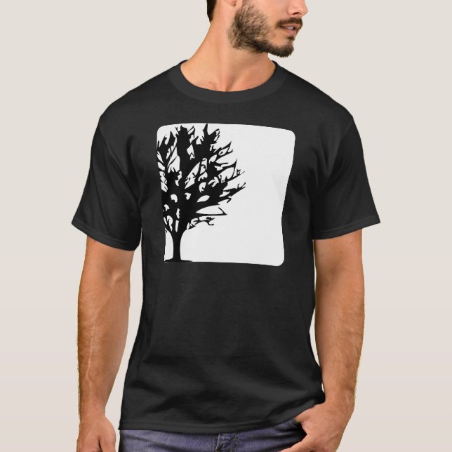 Camiseta árvore na caixa branca/preto (Frente)