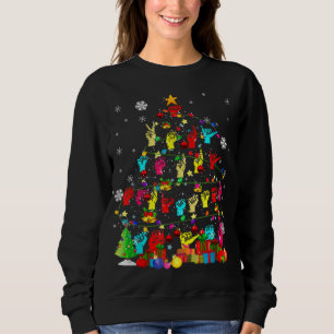 Camiseta Árvore Natal ASL Luzes Xmas Luzes ASL Símbolo Ling
