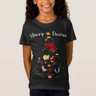Camiseta Árvore Natal Cão de Água Português Sobrevoando Cão