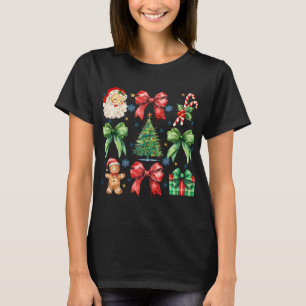 Camiseta Árvore Natal Coquette Arco Santa Claus Candy