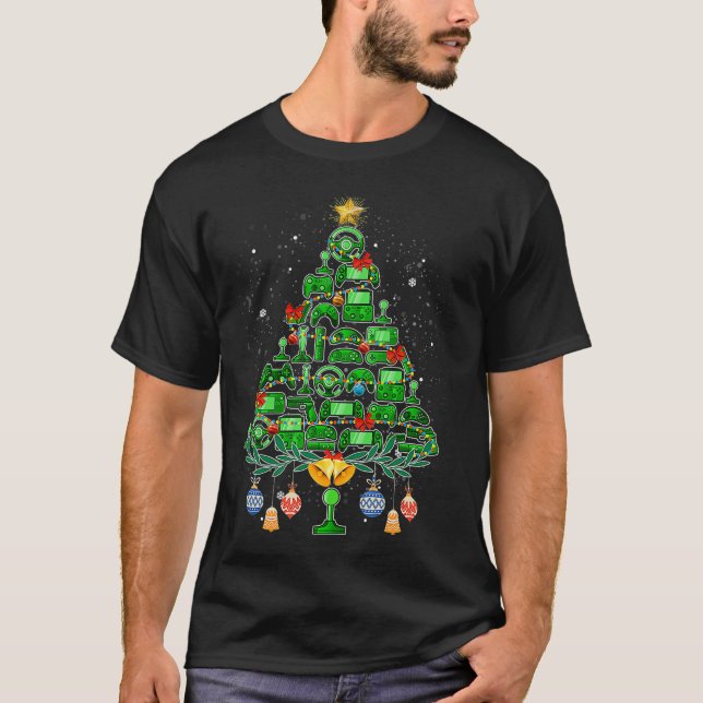 Camiseta Árvore Natal Do Controlador De Vídeo Para Jogador (Frente)