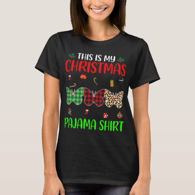 Camiseta Árvore Natal Pajama Borboleta Sobrevoada Animais X (Frente)