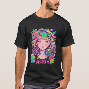 Camiseta Árvore Natal Pastel Anime Girl Waifu doce Holid