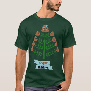 Camiseta Árvore natalícia de cocô feliz feriados engraçados