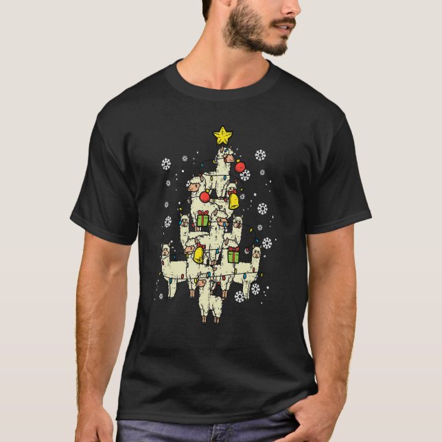Camiseta Árvore natalícia Fora de Natal Fofo Xmas Alpaca An (Frente)