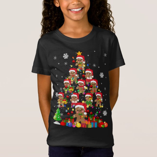 Camiseta Árvore natalícia Gingerbird Papais noeis de Natal  (Frente)