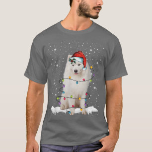 Camiseta Árvore natalina Santa Hat Cão Eskimo Americano Pet
