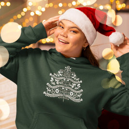 Camiseta Árvore Nórdica de Natal da Escandinávia Branca