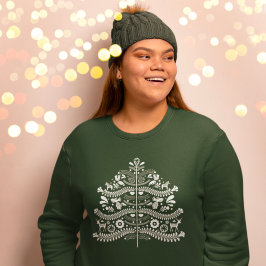 Camiseta Árvore Nórdica de Natal da Escandinávia Branca
