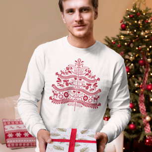 Camiseta Árvore Nórdica de Natal da Red Scandinavian