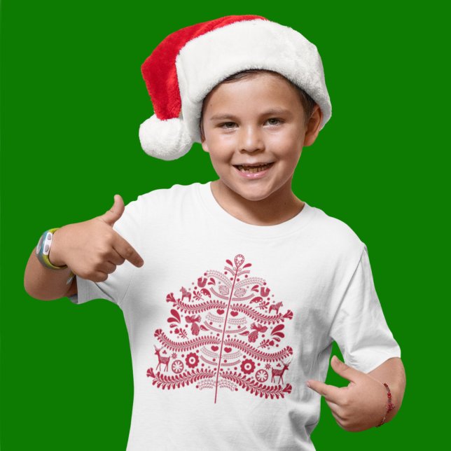 Camiseta Árvore Nórdica de Natal da Red Scandinavian (Criador carregado)