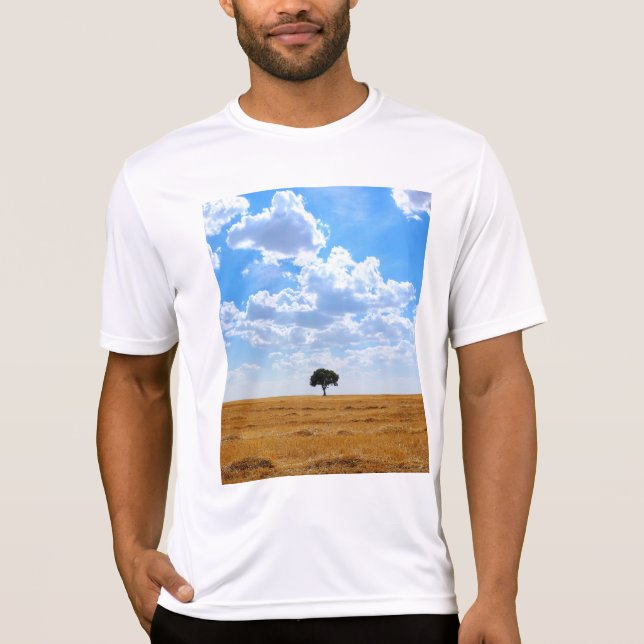 Camiseta Árvore num campo de trigo colhido (Frente)