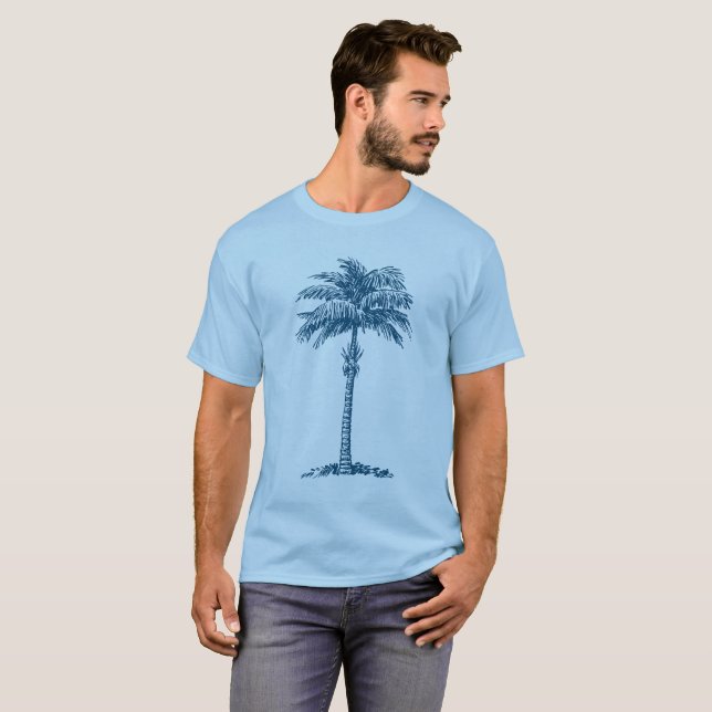 Camiseta Árvore Palm - Azul Oceano (Frente Completa)