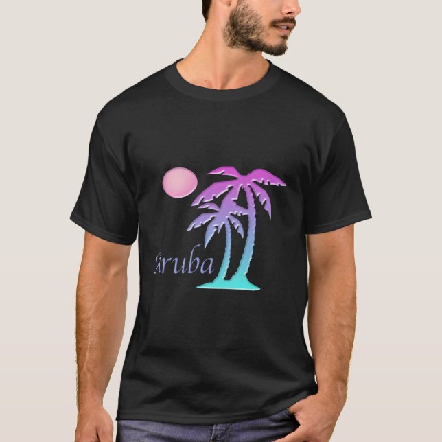 Camiseta Árvore Palm Sun de Férias Aruba (Frente)