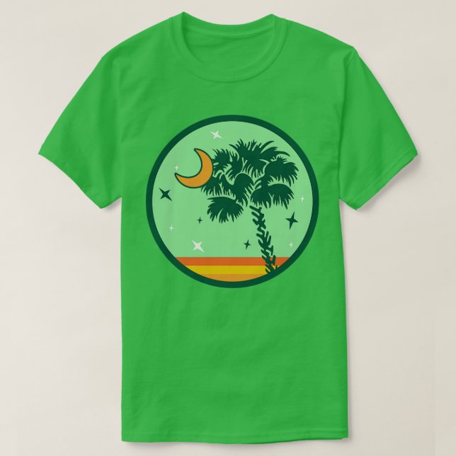 Camiseta árvore palmetto da Carolina do Sul com lua crescen (Frente do Design)