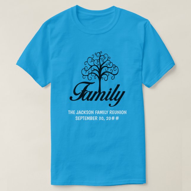 Camiseta Árvore personalizável de reunião de família (Frente do Design)