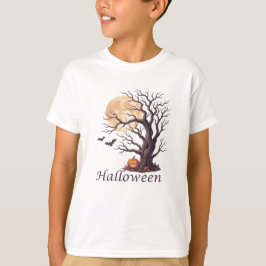 Camiseta Árvore Retorcida de Halloween Assustadora Abóbora 