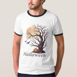 Camiseta Árvore Retorcida de Halloween Assustadora Abóbora 