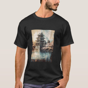 Camiseta Árvore Sakura Castelo Japonês Flor de Cerejeira Ja
