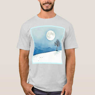 Camiseta Árvore Solitária: Arte Serena da Lua Cheia Silenci