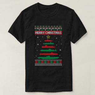 Camiseta Árvore Submarina Militar Engraçado Natal Feio Xm