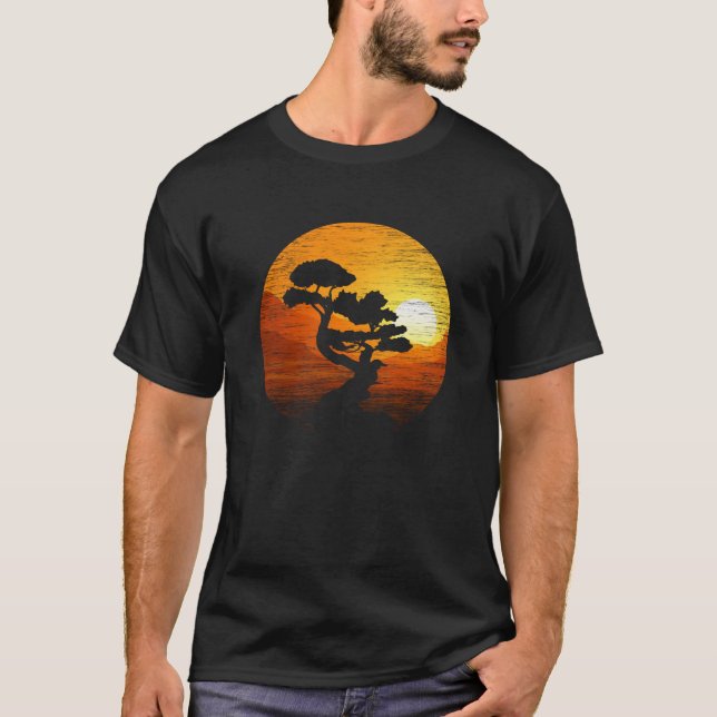 Camiseta Árvore Sunset Japonês Bonsai Tree (Frente)