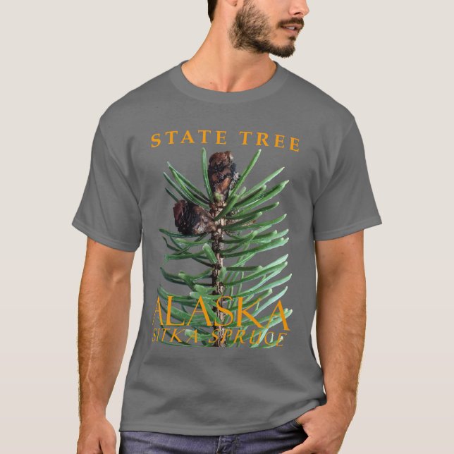 Camiseta Árvore Territorial do Alasca, Sitka Spruce (Frente)