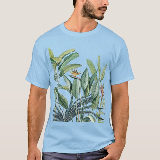 Camiseta Árvore Tropical de Banana Verde Tropical Strelitzi (Frente)