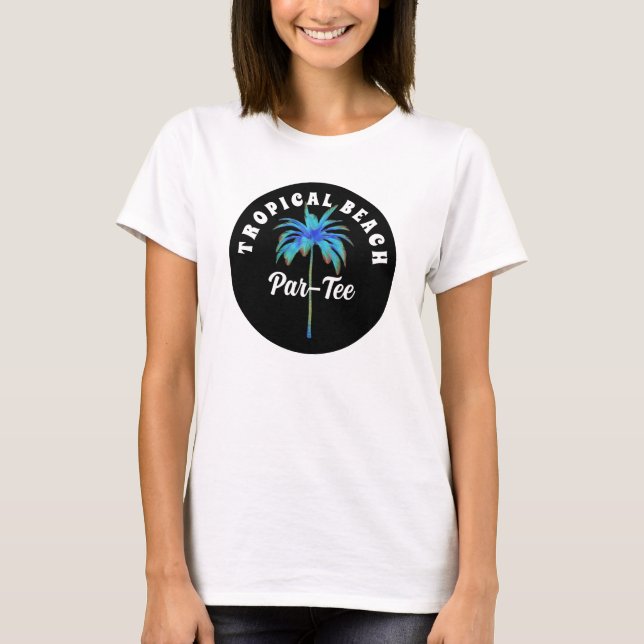 Camiseta Árvore Tropical de Par de Praia (Frente)