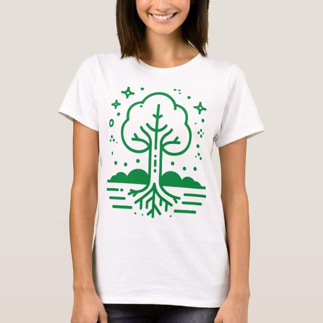 Camiseta Árvore verde-branca (Frente)