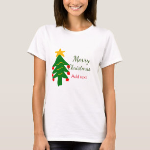 Camiseta Árvore verde de natal vermelho feliz Natal adicion